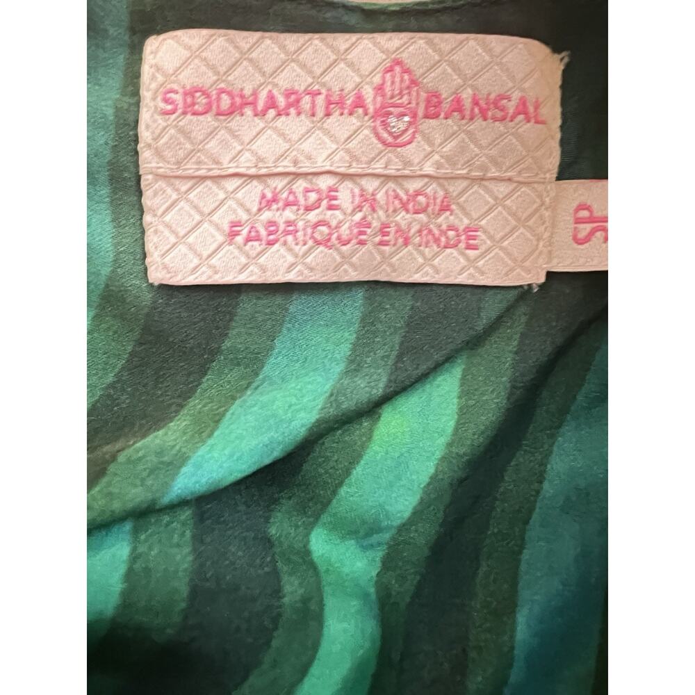 Siddhartha Bansal Green Geometric Pattern Blouse Long Sleeve Women's S - Picture 3 of 3